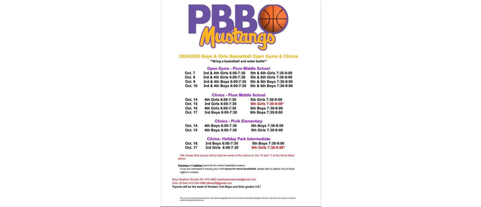 PBBO 2024/25 Boys and Girls Open Gyms and Clinics